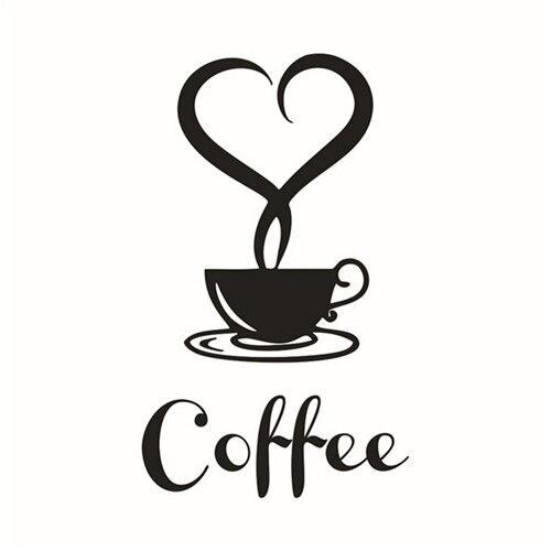 Svarta kaffekoppar väggkonst klistermärken pvc kaffe klistermärke dekal dekoration för kök café restaurang diy: 222