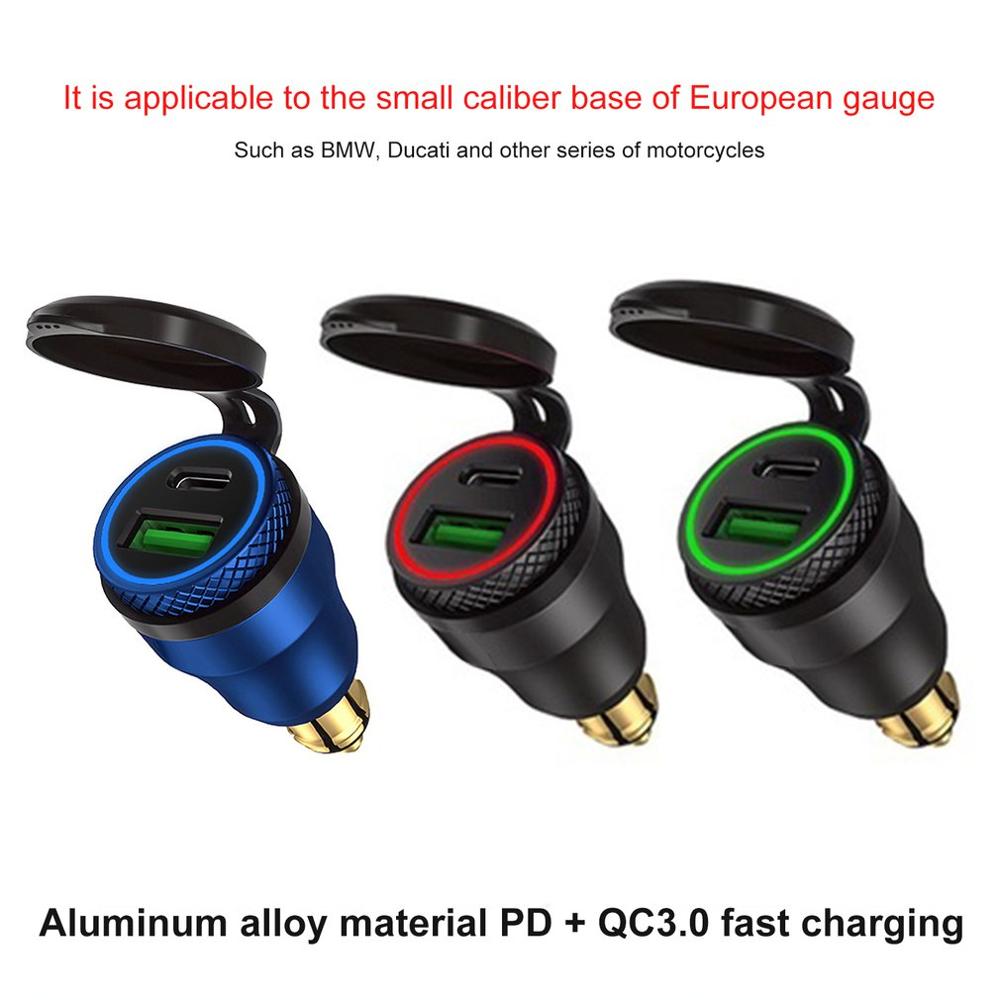 12V-24V QC3.0 USB Type C PD Fast Charging Power Adapter Charger Hella DIN EU Plug Socket for DUCATI Motorcycle B8
