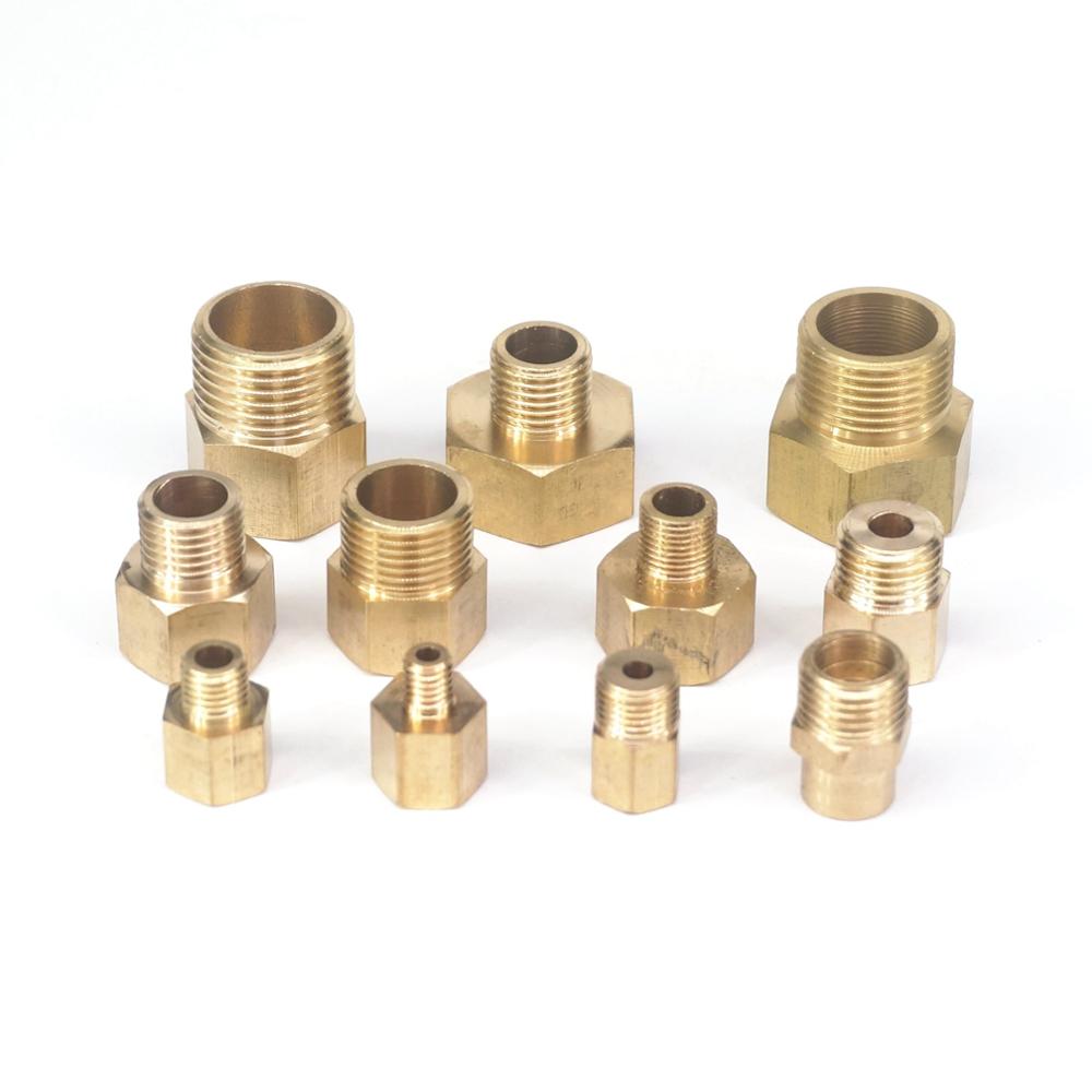 (2) M18x1.5 M20x1.5 M22x1.5 M27x2 Female - Sizes Male Thread Brass Female-Male Reducer Bushing Hex Pipe Fitting Pressure Gauge