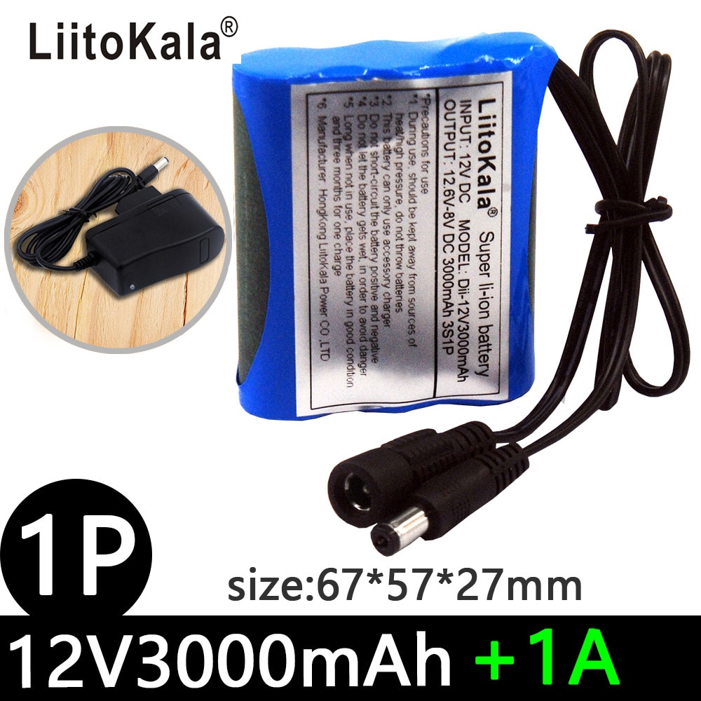 LiitoKala 12V 2200mah 3000mah 3500mah 5600mah battery Rechargeable Lithium Ion battery pack capacity DC 12.6v CCTV Cam Monitor
