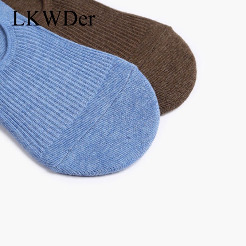 LKWDer 6 Pairs Autumn Korean Women's Socks Female Solid Color Double Needle Boat Socks Anti-shedding Cotton Socks