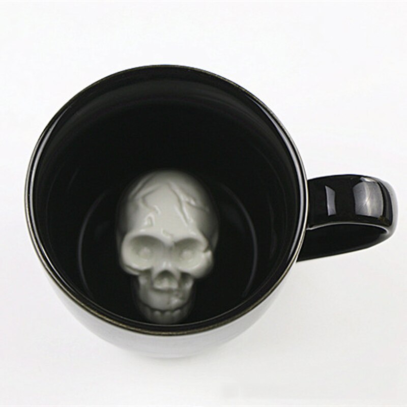 Keramisk kop med kraniet halloween og fødselsdag uhyggelig kaffekop krus til kaffe og te elskere xh8z: -en