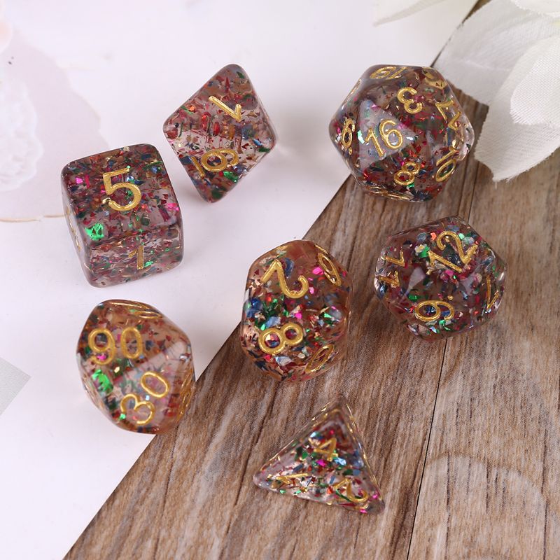 7pcs/set Polyhedral Multi Sides Numbers Dice Role Playing Board Game for Bar Pub XXUF