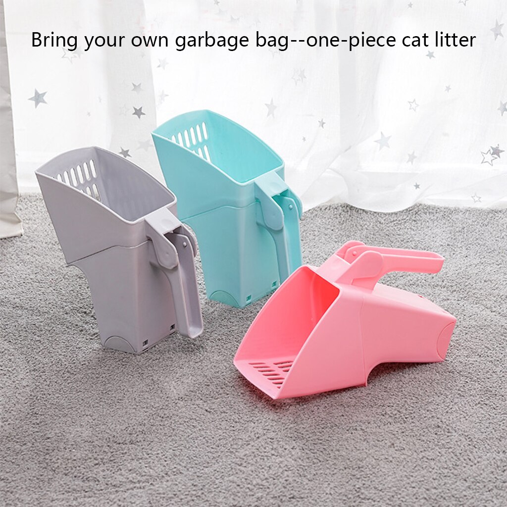 Kattekuld skovl kæledyr rengøringsværktøj plastprodukter toilet til katte mad skeer plast kattekuld sifter scoop og taske