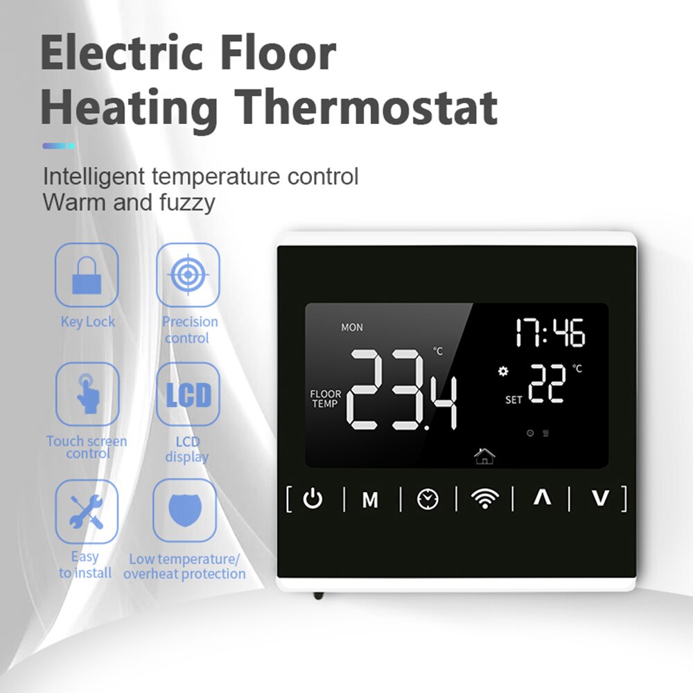MEIH 85-250V WiFi Smart Thermostat Weekly Programmable Thermostat APP Control Backlight LCD Water Heating Temperature Controller: W Electric Heating