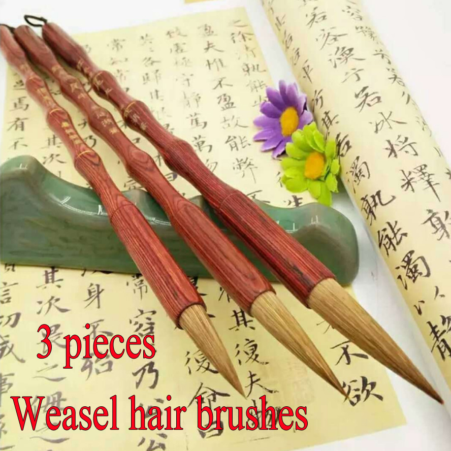 3 piece Chinese Calligraphy Brushes pen Weasel hair brush for artist painting calligraphy art supplies