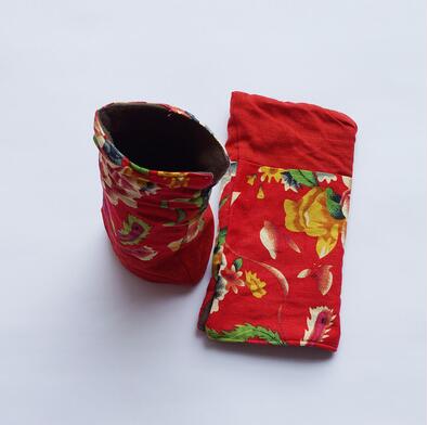 Katoen En Linnen Gedrukt Stof Polsbandje Nationale Wind Plus Fluwelen Warme Handschoenen Chinese Stijl Kenmerken Vingerloze Handschoenen Vrouwelijke: 2