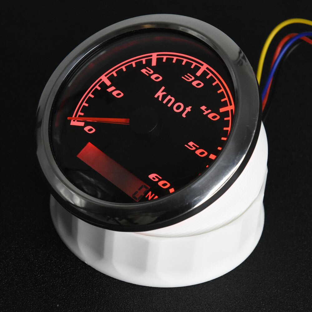 Compteur de vitesse pour voiture, 12V/24V, 60 nœuds, pour bateau, Yacht, Marine, 85mm, en acier inoxydable, avec rétro-éclairage rouge