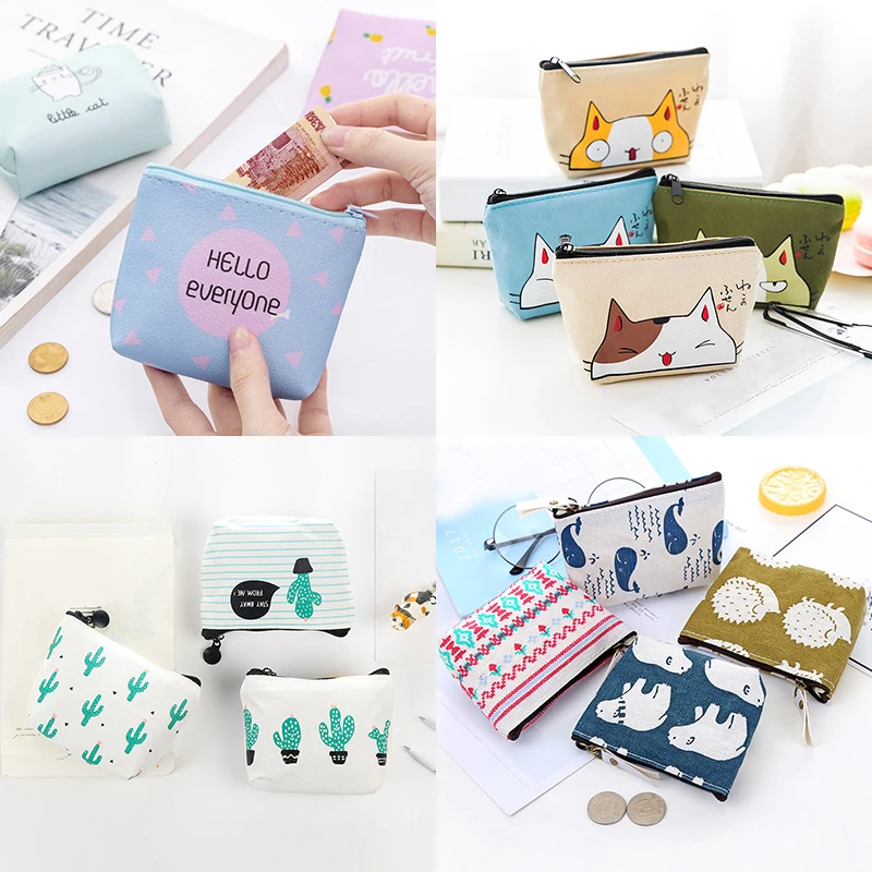 Vrouwen Canvas Portemonnee Card Key Mini Portemonnees Pouch Meisje Kids Kinderen Leuke Kleine Rits Portemonnee Kaarthouder Portemonnee bag Case