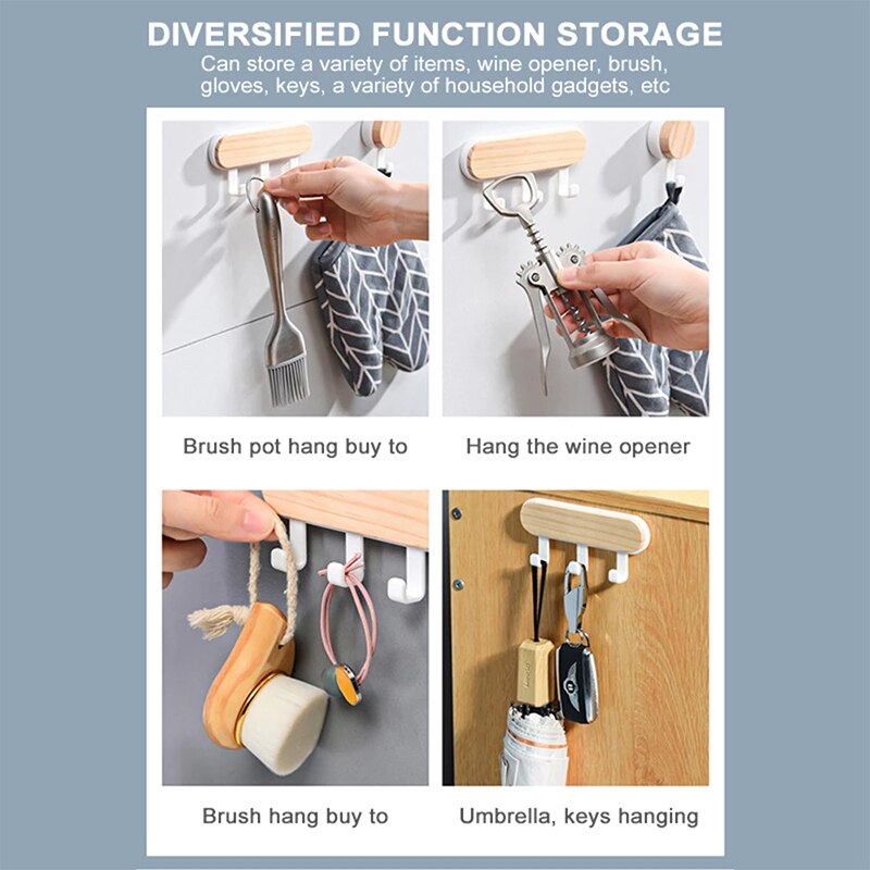 Ganchos decorativos de madera para pared, colgador de abrigos, bufanda, bolsa, organizador de accesorios de cocina, estante de almacenamiento para decoración del hogar detrás de la puerta, 1 unidad
