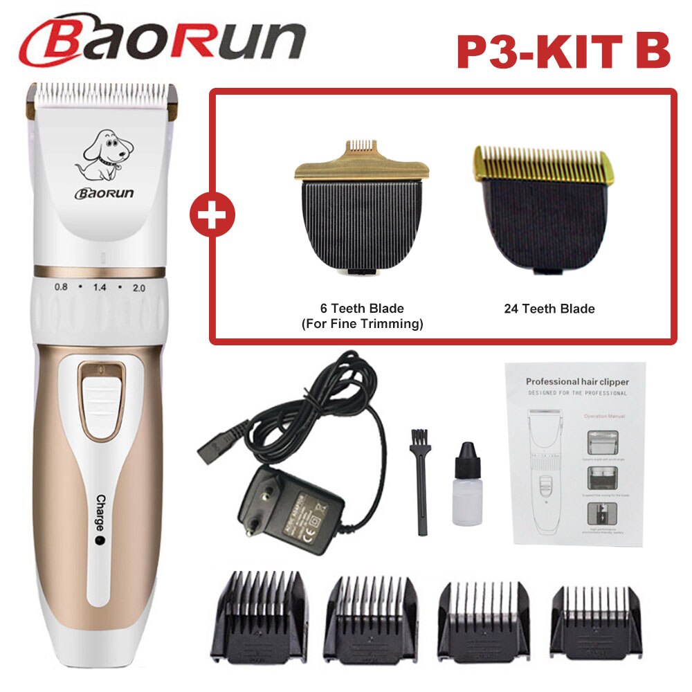 Baorun Pet Dog Hair Trimmer Animal Grooming Clippers Cat Cutter Machine Shaver Electric Scissor Clipper 110-240V AC: P3-KIT B
