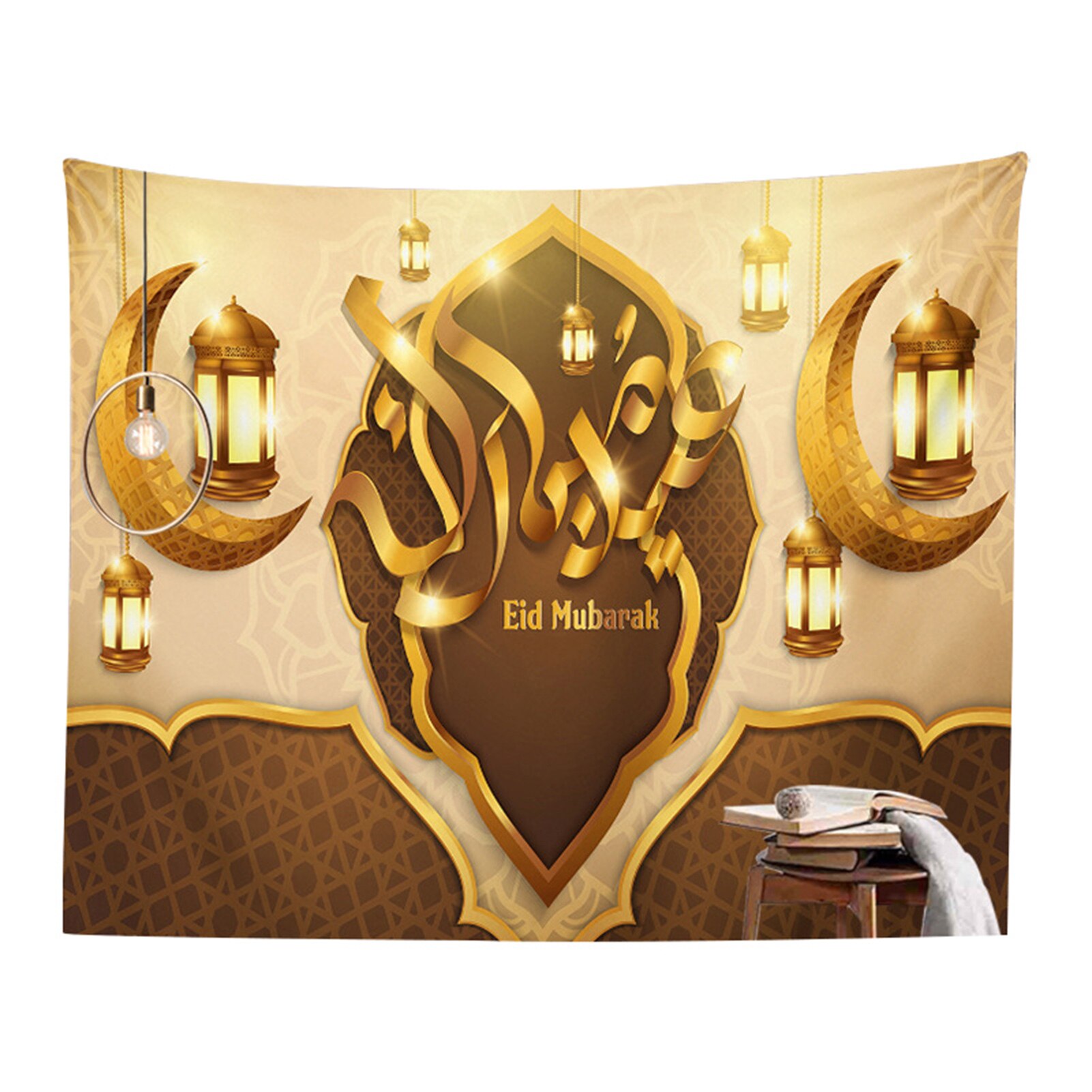 El musulmán Eid Mubarak imprimir tapiz impermeable de piel de melocotón oración comedor tapices para colgar en la pared Ramadán Kareem decoración de la habitación: 07