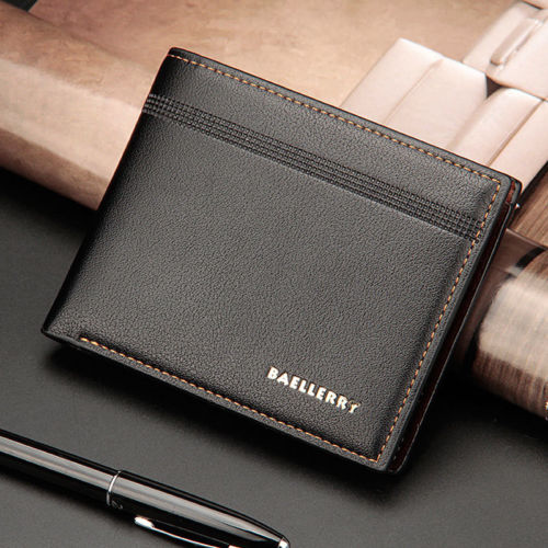 Moda masculina bifold carteira de couro id titular do cartão de crédito carteira carteira carteira carteira carteira carteira carteira carteira: Black