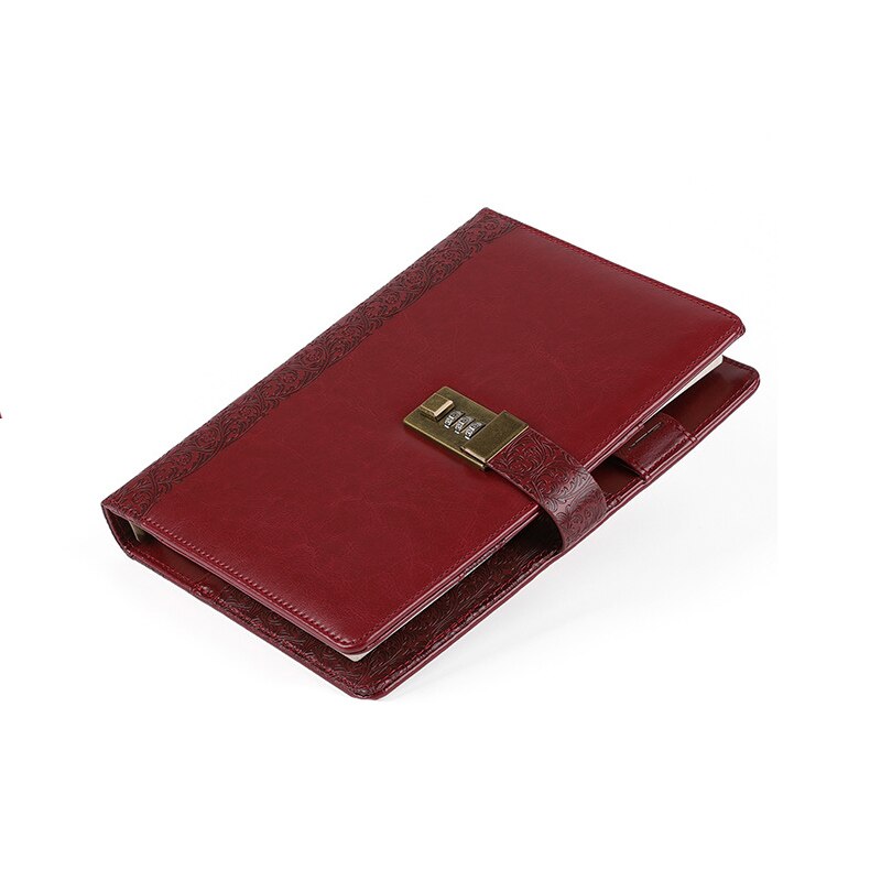 Diary A5 Binder Notebook with Lock Spiral Journal Rings Notepad Sketchbook Line Agenda Planner Stationery Organizer Note Book: Burgundy