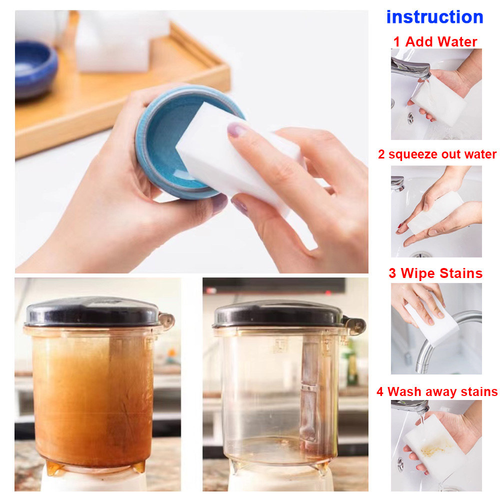 Esponja mágica de melamina, borrador de 10x6x2cm, esponjas de limpieza blancas, limpiador para accesorios de cocina y baño, 10/20/30/100 Uds.