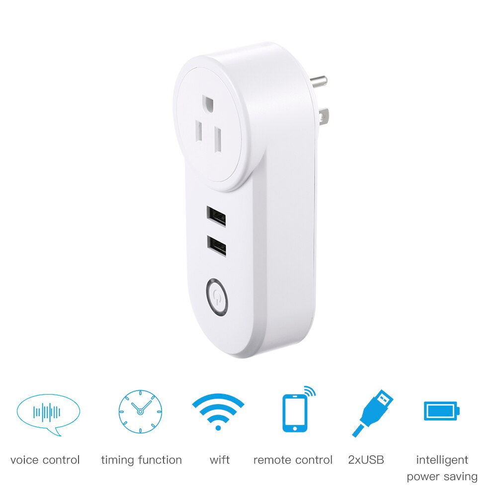 Smart WiFi Socket Smart Plug Dual USB Charging Port 10A Timer Power APP Remote Control Timers