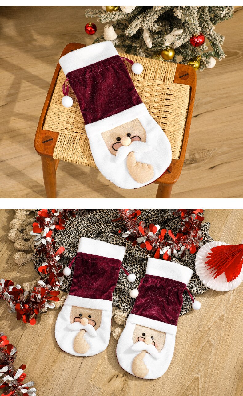 Xmas Kerst Glazen Decor Sneeuwpop Wijnfles Bag Flanel 37*15Cm Pouch Custom Bags