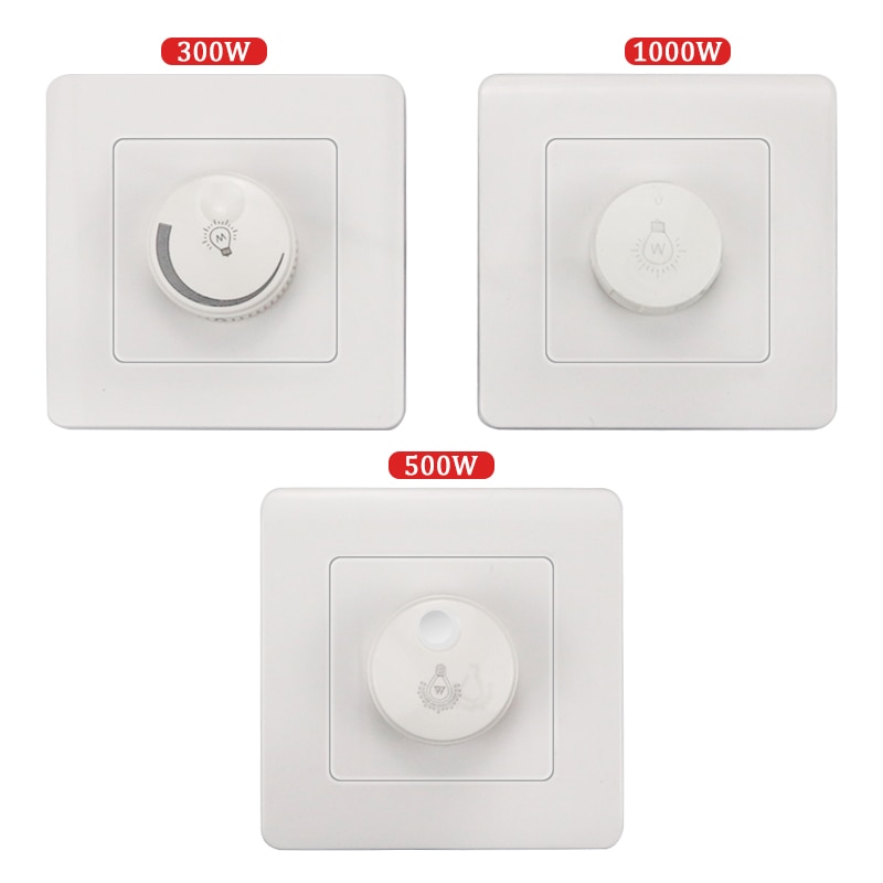 LED Triac Dimmer Switch 110V-220V 300W /500W /1000W Brightness Controller Dimmers For Adjustable LED Panel Lights Bulbs Lamps
