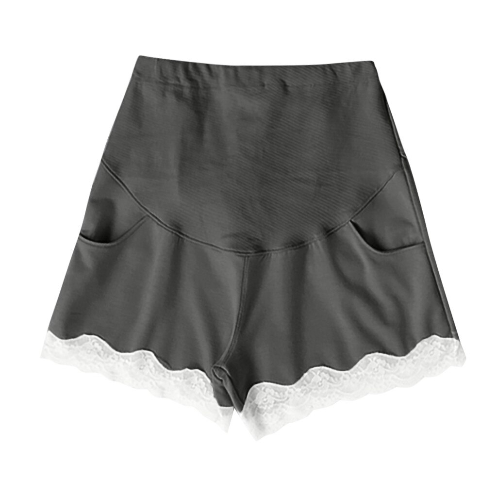 Gravidshorts sommer blonde træning løs pasform stretchy lavtaljede shorts gravid shorts bukser til gravide kvinder tøj: Mørkegrå / L