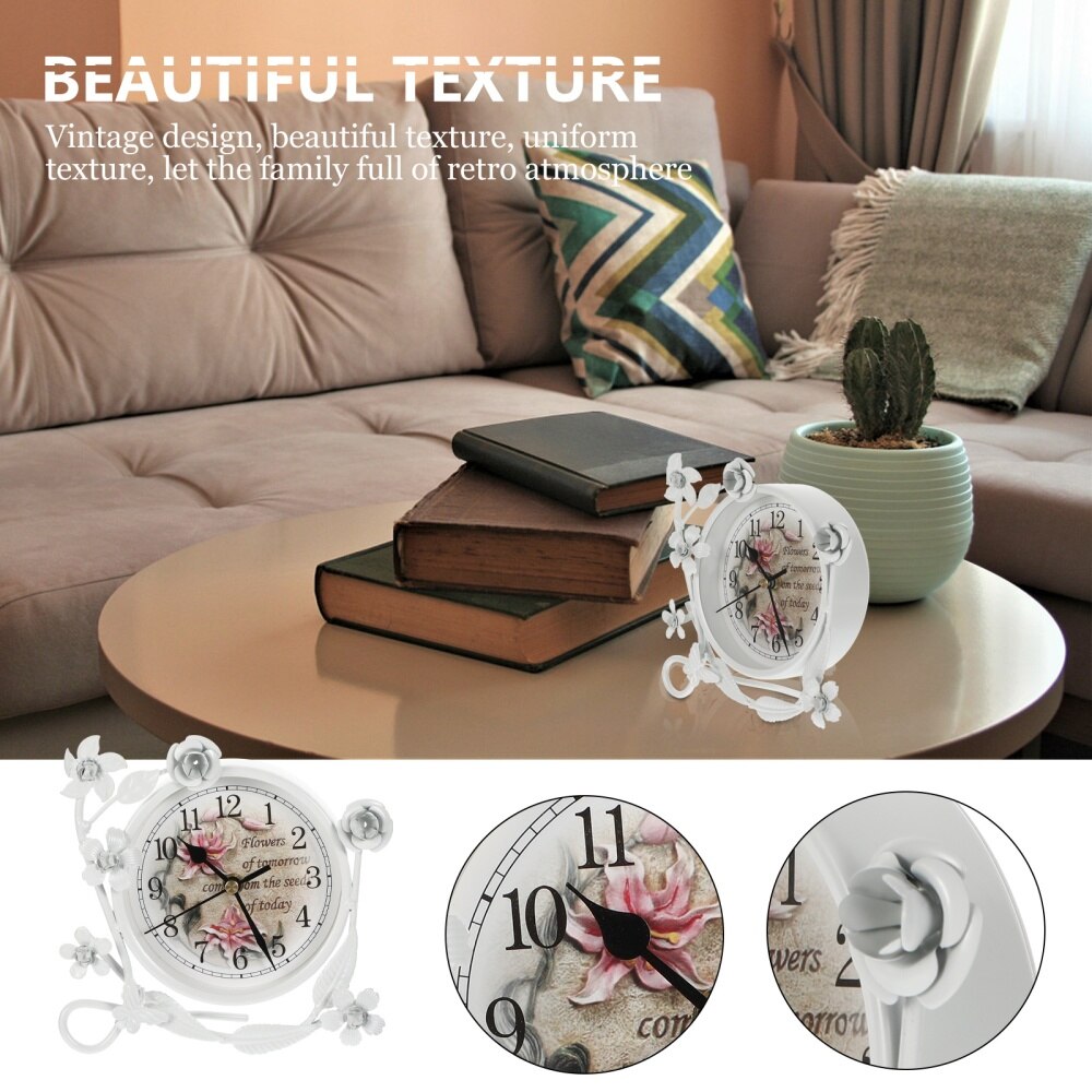 1pc Vintage Clock Living Room Rustic Iron Art Tabl... – Grandado