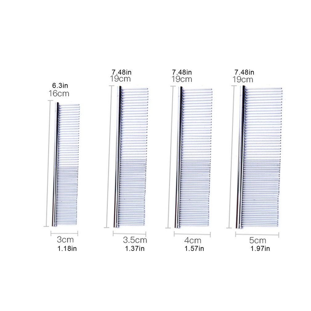 Grooming Comb Stainless Steel Dog Cat Grooming Comb Row Teeth Needle Hair Trimmer Grooming Comb Medium Teeth Grooming CombM