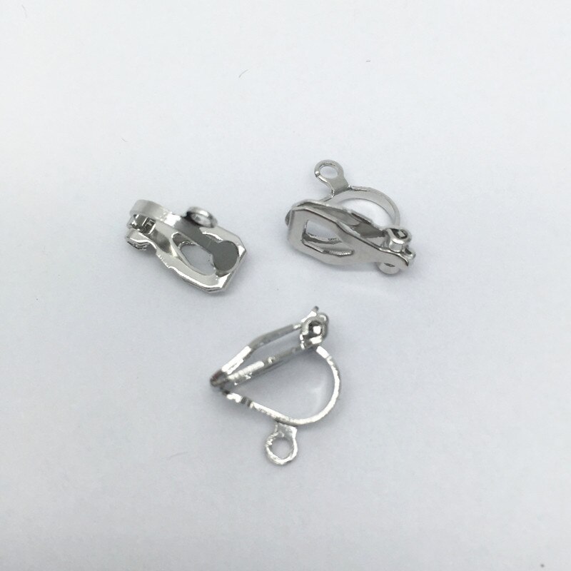 20 Stuks Clip-On Earring Converter Oorbel Bevindingen Voor Geen Doorstoken Oren, oorbel Maken Accessoires Goud En Zilver Plated HK188: 20pcs rhodium