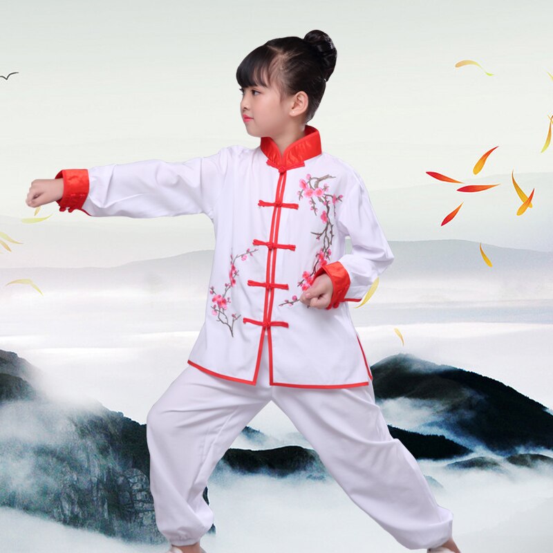 Traje de Kung Fu uniforme de artes marciales de 3 colores para niñas y niños ropa de Wushu tradicional china: red / XS