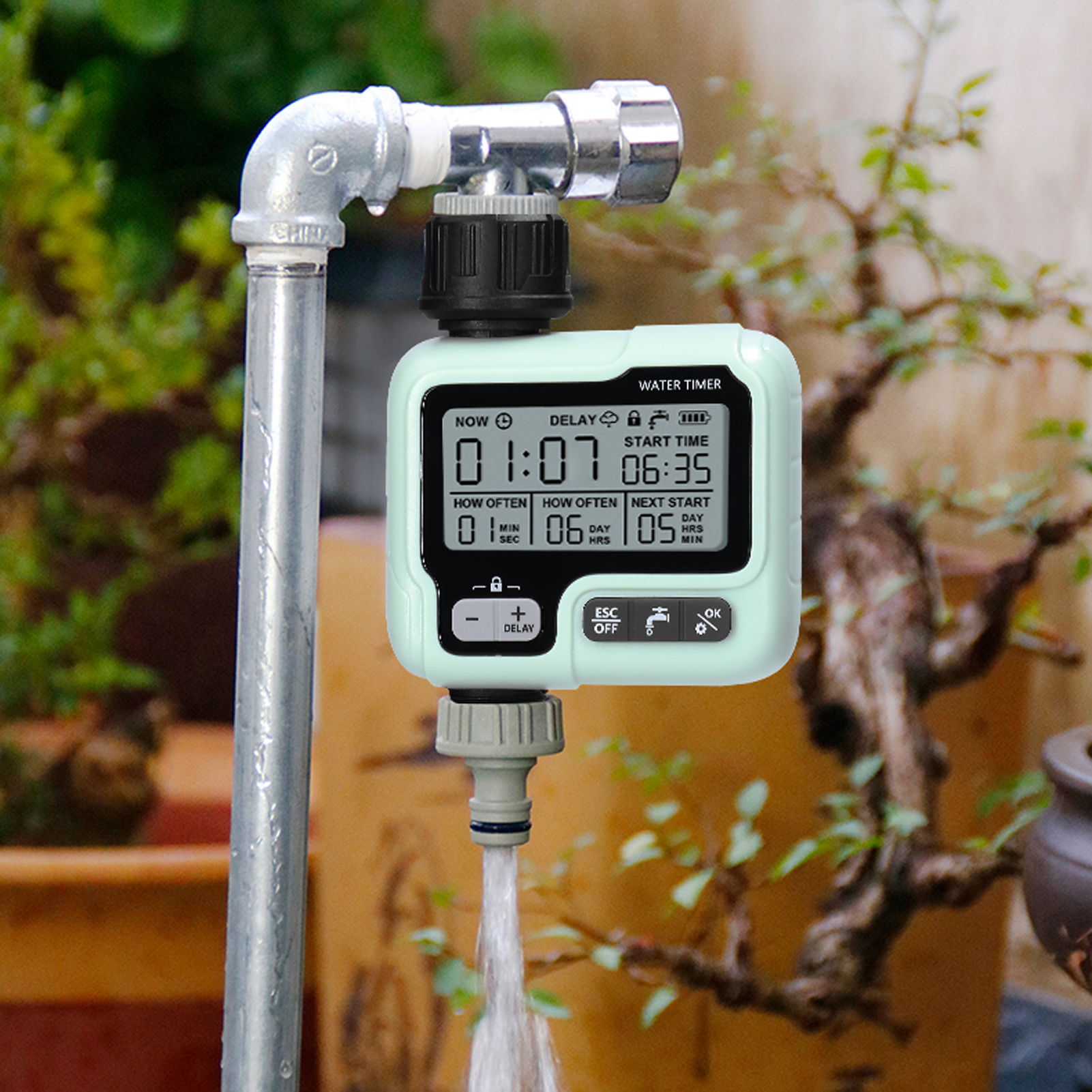 Watering Timer Automatic Irrigator Controller Home Garden Delayed Watering Automatic Drip Irrigation System IPX5 Waterproof