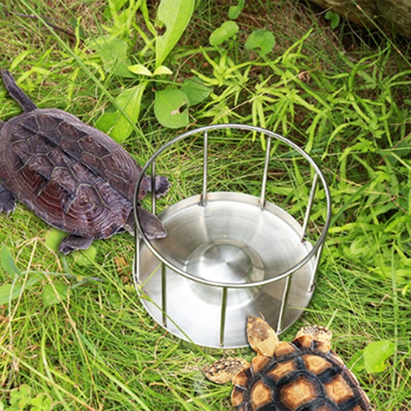 Stainless Steel Reptile Food Bowl Pet Tortoise Lizard Feeder Tray Reptil Drinking Food Water Bowl Dish Feeder Tool