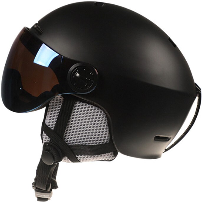 Män kvinnor barn skidhjälm med skyddsglasögon maskskydd moto snabb skateboard skoter snowboard skridskoåkning casco klättring capacete casque: Svart / L