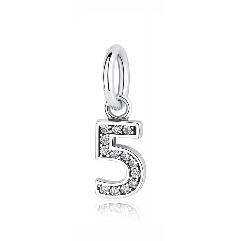 Original 100% 925 Sterling Silver Charm Bead Number One Nine Pendant Charms Fit Bracelets Necklaces Diy Women Jewelry: 5