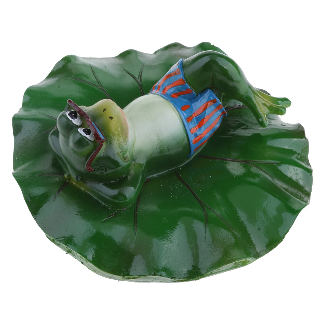 6 Style Pond Lifelike Water Floating Lotus Leaf Ornament Sculpture Frog Bathtub Toys Resin Artificial Animals Home Decor