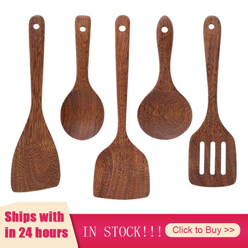 Natuurlijke Houten Servies Lepel Pollepel Turner Lange Rijst Vergiet Soep Skimmer Koken Lepels Scoop Keuken Tool Set