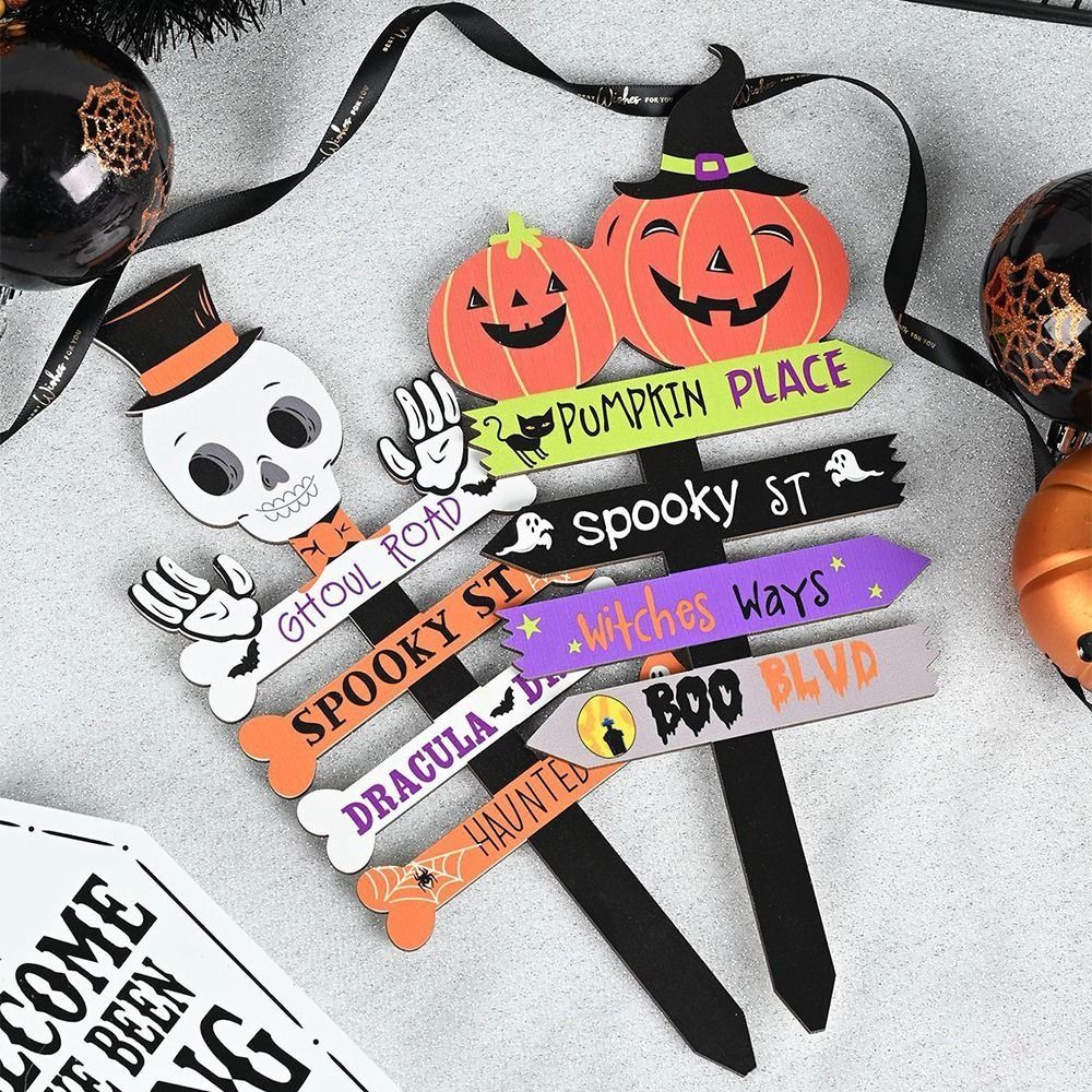 Drewniane tabliczki ogrodowe w stylu klasyczny, lekkie, trwałe, dekoracyjne znaki na podłogę robić ogrodu na Halloween.