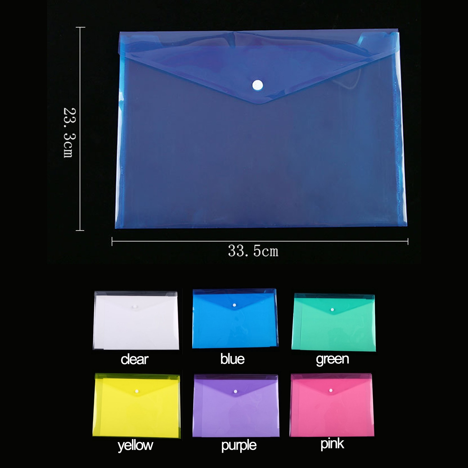 6pcs/lot A4 Clear Document Bag Paper File Folder Stationery School Office Case PP 6colors