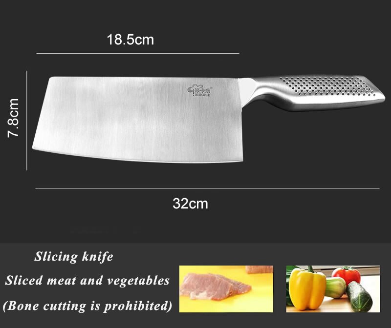 3pcs Stainless Steel Kitchen Knife Household Kitchen Knives Chef's Knife for Cutting Meat Slices and Vegetables Fruit Knife: Slicing knife