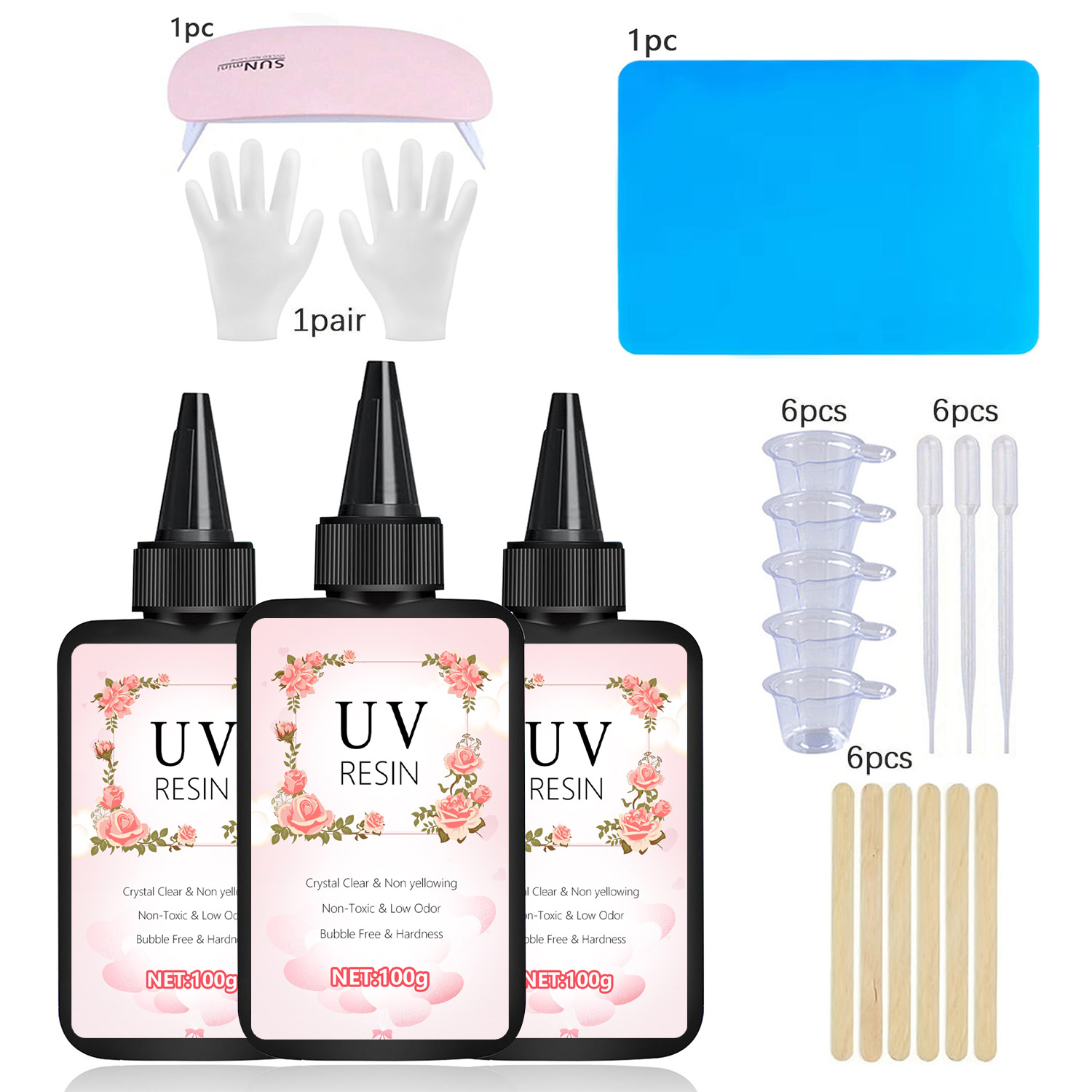 UV-Harz-Hartkleber, kristallklar, ultraviolett aushärtend, DIY, Epoxidharz, Silikonform, UV-Kleber, Solar, Sonnenlicht, Schmuckherstellungswerkzeug: YELLOW