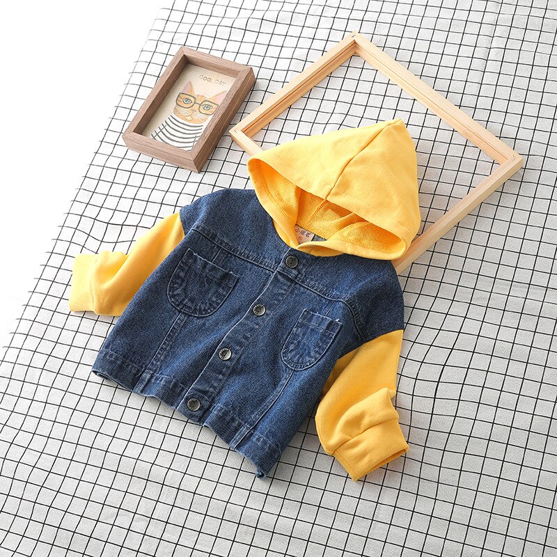 Baby autum denim jackets 1-4year infants clothes cotton hoodies coats for boys and girls little children jackets: 90