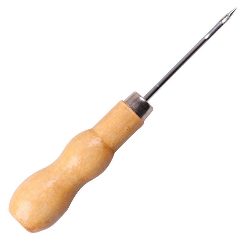5 uds de cuero herramientas de mango, madera punzón mango de madera punzón de coser mano grapadora de cuero zapato de lona herramientas de reparación