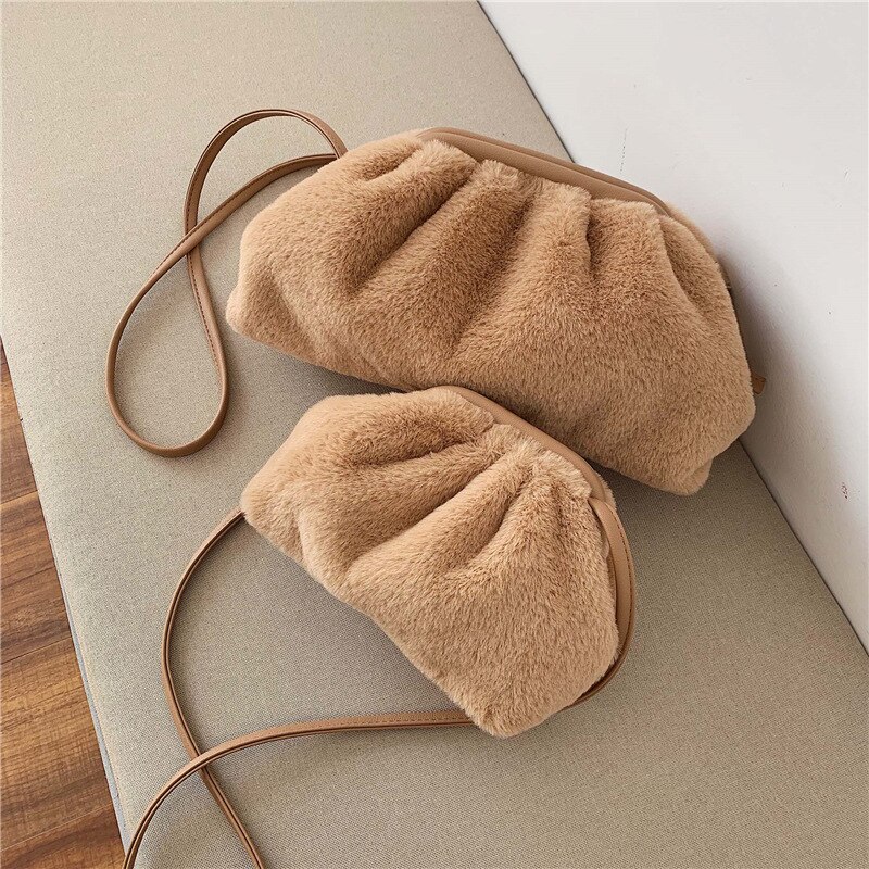 Plush dumpling bag with drawstring Q4