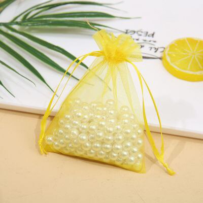 50pcs Jewelry Bags 7*9cm Organza Bag Earring Necklaces Bracelets Holder Pouches Wedding Jewelry Packaging Jewelry Display: Yellow