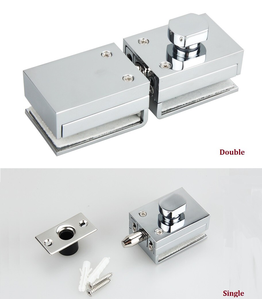 Zinc Glass Clamp Latch Lock Bolt Shower Box Swing Glass Door Partition Screen Non Mortise