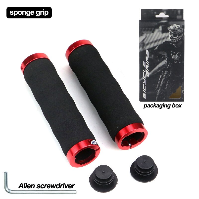 Foamed Rubber MTB Grips Alloys Bilateral Lock Bicycle Handlebar Soft Grip Anti-skid Mountain Bike Handle Accessories BMX Cycling: Sponge Red