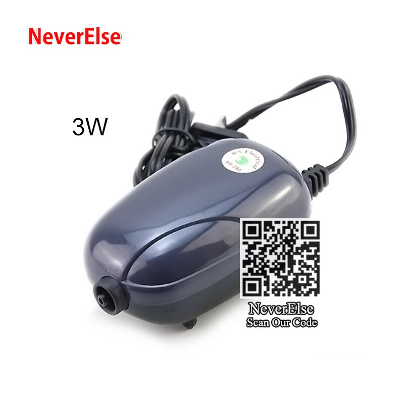 Aquarium Air Pump Compressor Aerator Single/Double Outlet + Accessories Air Bubble Stone Tube 3W/5W Fish Tank Pond Oxygen Pump: 3W Single Outlet / EU Plug adapter