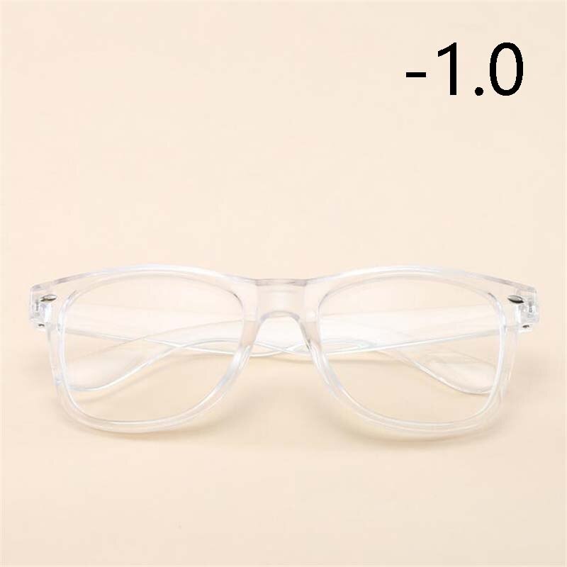 -1 -1.5 -2 -2.5 TO -6.0 Square Finished Nearsighted Glasses Women Men Transparent White Frames Short-sighted Eyeglasses Diopter: Myopia 100(-1.0)