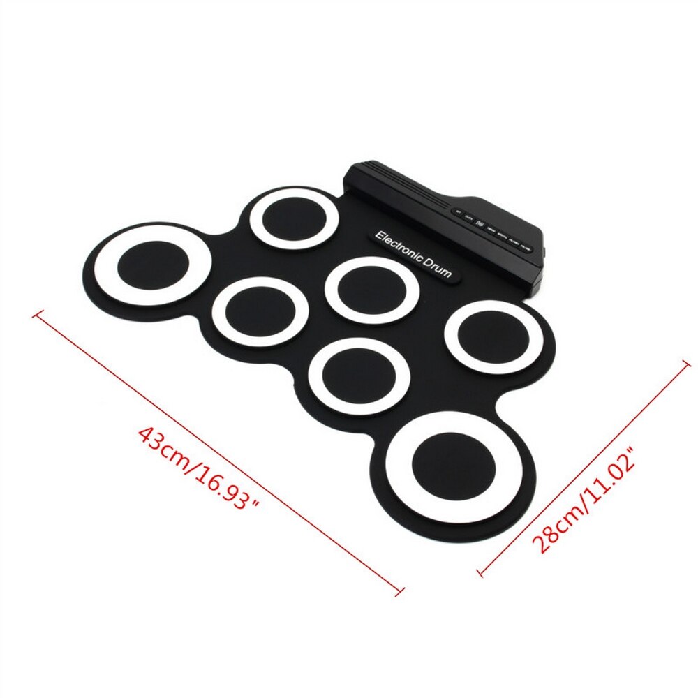 Bærbar elektronisk tromme digital usb 7 pads roll up trommesett silikon elektrisk tromme pad kit med trommestikker sustain pedal