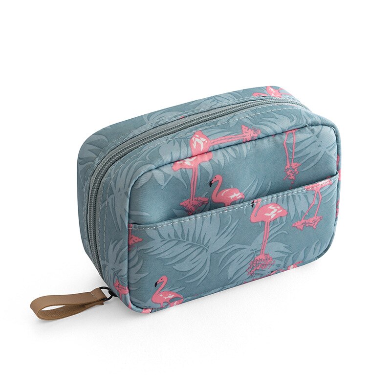 Mini Effen Kleur Flamingo Cosmetische Tas Cactus Reizen Toilettas Opbergtas Schoonheid Make-Up Tas Cosmetische Bag Organizer: Flamingo-L