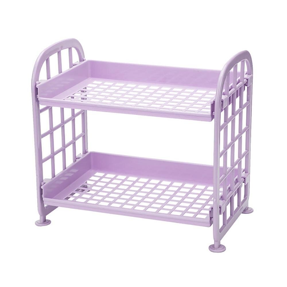 JEYL Storage Shelves,Plastic Small Storage Shelves - 2 Tier Shelf Shelving,Kitchen Shelf Bathroom Organizer: Purple