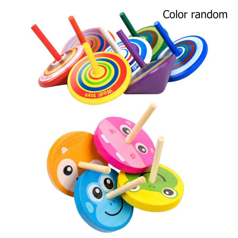 Children Wood Toy Gyro for Kids Adult Relief Stress Desktop Spinning Top Toys Birthday Random Color