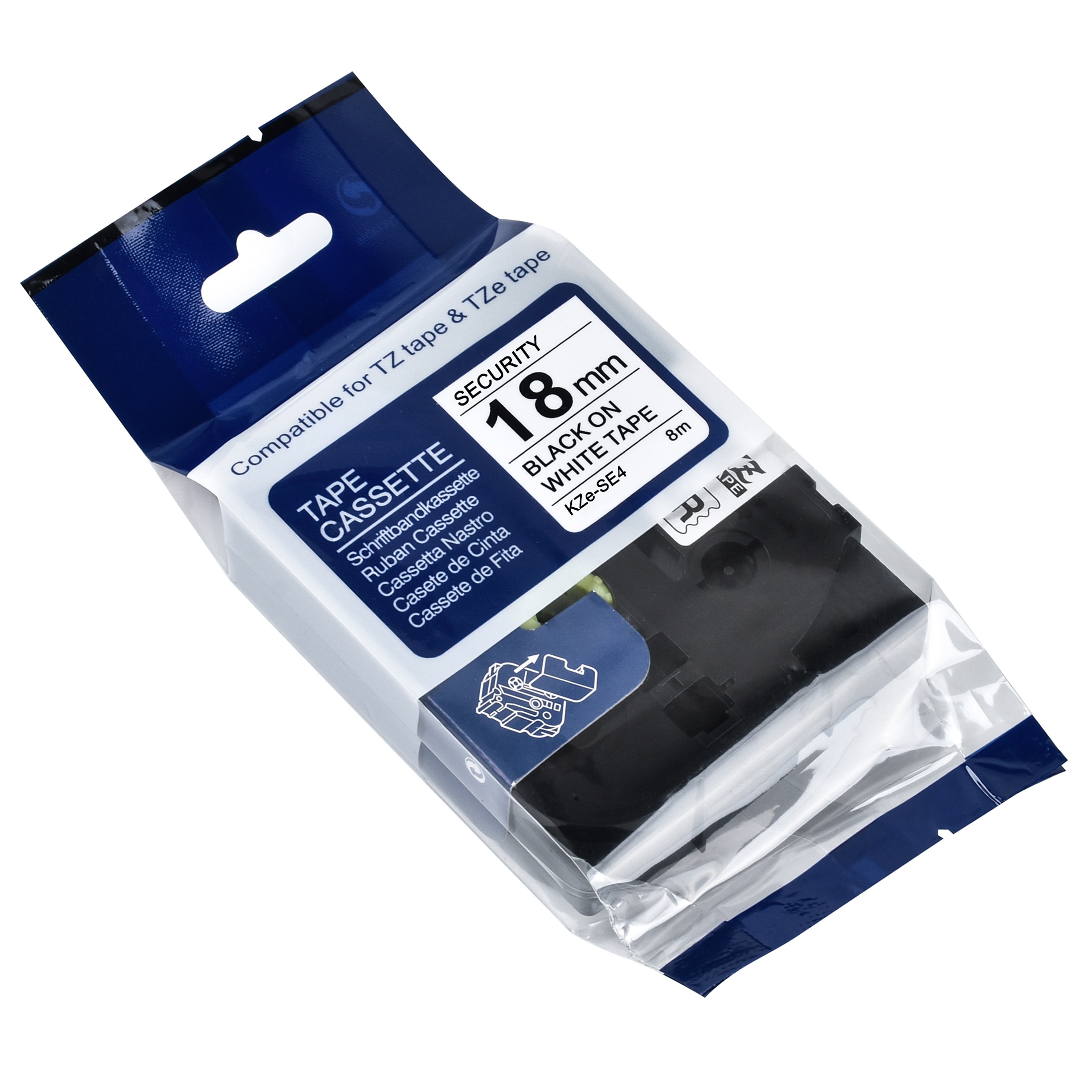 1Pcs Voor TZe-SE3 Tze-SE4 Tze-SE5 Tze-SE2 Security Zwart Op Wit Tze Label Tapes Compatibel Brother P Touch Label Maker